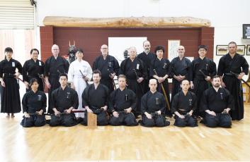 Photo of all attendees at the 2017 iaido seminar